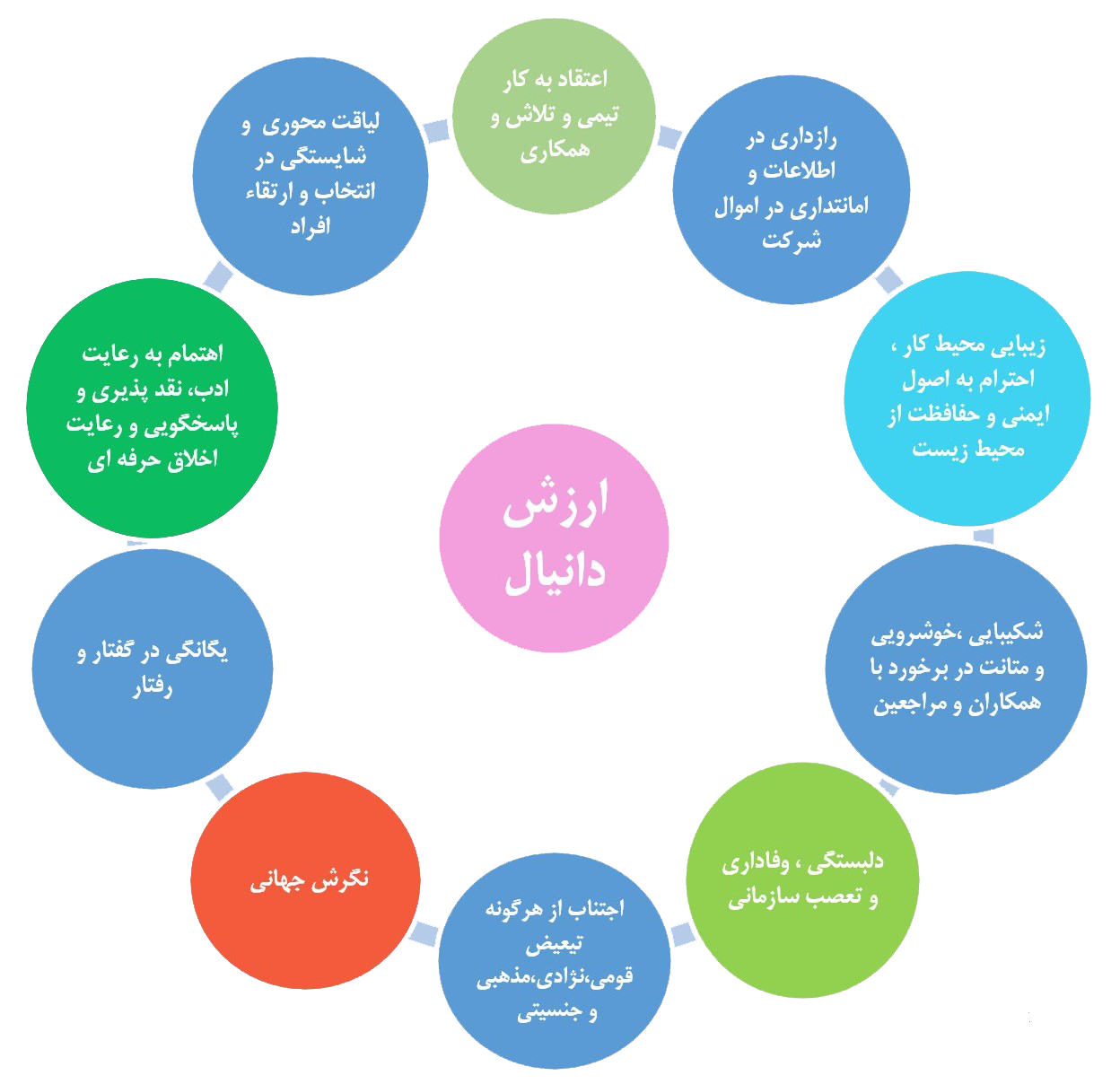 ارزش های شرکت دانیال ارزش های شرکت دانیال